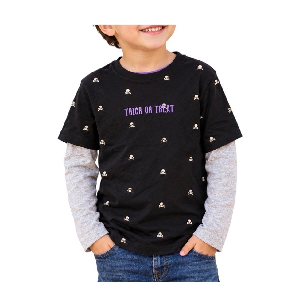 Denim & Flower Ricky Singh Kids 4 Halloween Skull Trick Treat Shirt NWT Unisex